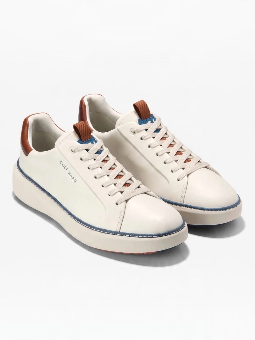 Cole Haan Men’s GrandPro Topspin Waterproof Golf Shoes Ivory Auburn Blue Size 13 - Picture 3 of 8